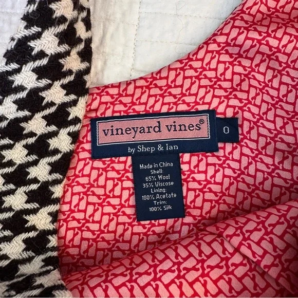 Vineyard Vines by Shep & Ian Sz 0 Empire Waist Houndstooth Mini Dress Wool Silk - Picture 2 of 9